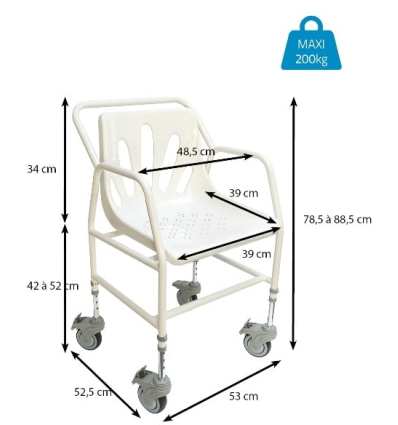 Chaise de douche à roulettes NOMAD – Image 2